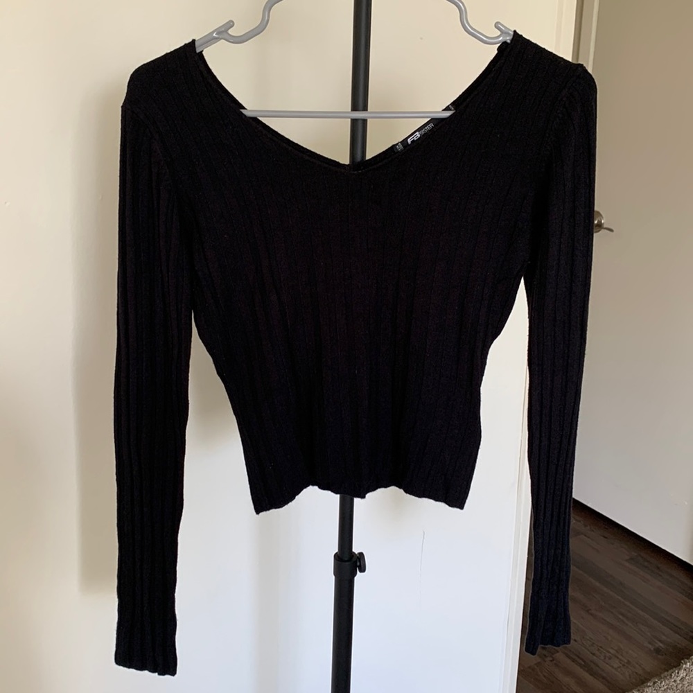 Black Ribbed Long Sleeve